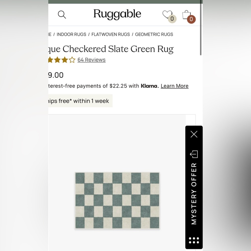 Ruggable Jaque Checkered Slate Green Rug